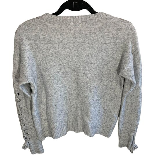 Halogen Merino Wool Grey Cutout Tie Sleeve Sweater S - Picture 5 of 6